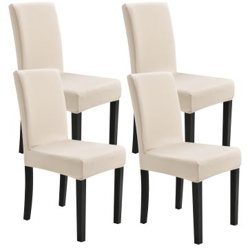 [neu.haus] Set de 4 x funda para silla en color arena material extensible y elástico para diferentes tamaños de sillas