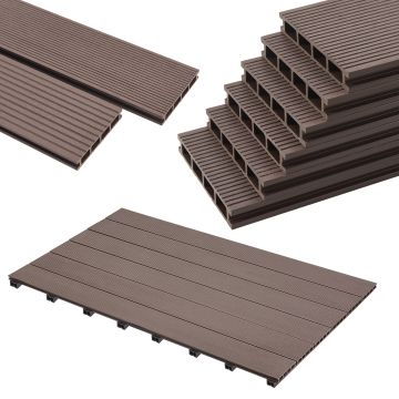 Set de tablones para terraza Deilingen WPC Antideslizante 18m²  220 x 15 cm marrón oscuro [neu.holz]