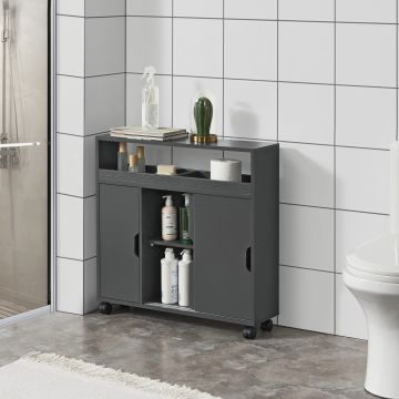 Mueble de baño Lumijoki Carrito 71 x 70 x 20 cm aglomerado gris oscuro [en.casa]