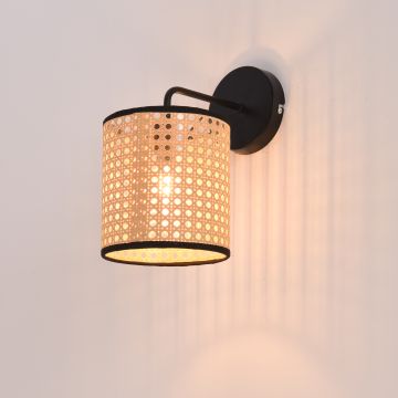Lámpara de pared Southend moderna 1x E14 40 W metal-plástico 25 x Ø 16 cm - Negro y Beige [lux.pro]