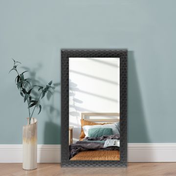 Espejo de pared Ocre rectangular con ganchos plástico 114 x 64 cm - Negro [en.casa]