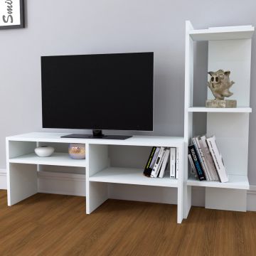 Mesa de TV Jevnaker con estantería aglomerado 137x30x100 cm - En diferentes colores [en.casa]