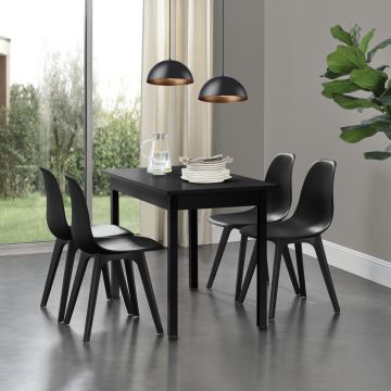 Set de 4 sillas de comedor Brevik diseño nórdico plástico 83 x 54 x 48 cm  - Negro [en.casa]