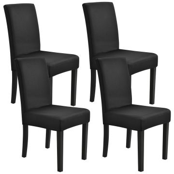 [neu.haus] Set de 4 x funda para silla material extensible y elástico para diferentes tamaños de sillas - en color negro 