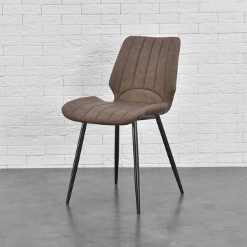 Set de 2x sillas de comedor Pohorje cuero sintético y metal 77 x 57,5 x 46 cm  - Marrón oscuro [en.casa]