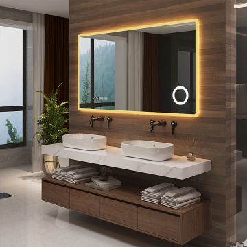 Espejo de pared con LED Racale para baño IP65 con antivaho y lupa aluminio en diferentes medidas - Blanco [pro.tec] 