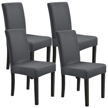 [neu.haus] Set de 4 x funda para silla material extensible y elástico para diferentes tamaños de sillas - en color gris oscuro