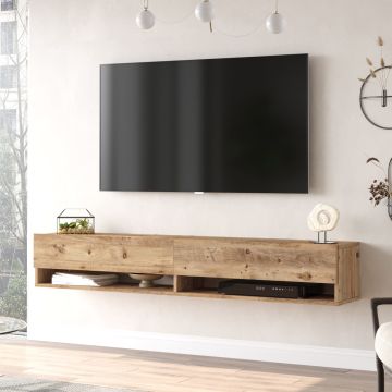Mueble TV suspendido Laitila Aglomerado 180x32x30 cm roble rústico [en.casa]