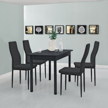 Mesa de comedor Den Haag para 4 personas MDF acero 120 x 60 x 75 cm - Negro [en.casa]