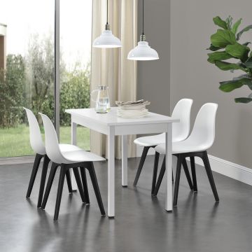 Set de 6 sillas de comedor Brevik diseño nórdico plástico 83 x 54 x 48 cm  - Blanco y Negro [en.casa]