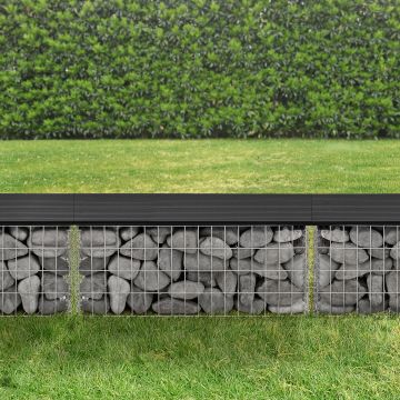 Banco de jardín gavión Friesland WPC 100 x 30 x 45 cm negro [pro.tec] 