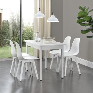 Set de 6 sillas de comedor Brevik diseño nórdico plástico 83 x 54 x 48 cm  - Blanco [en.casa]