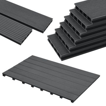 Set de tablones para terraza Deilingen WPC Antideslizante 24m²  220 x 15 cm gris oscuro [neu.holz]
