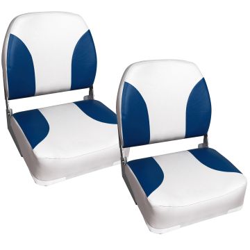 2 x asientos del barco tapizados azul / blanco plegables - Resistente a rayos UVA [pro.tec]® 