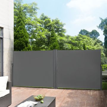 Toldo lateral doble Alcazaba - exterior - acero y poliéster - gris - 160 x (2x 300) cm [pro.tec]