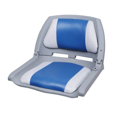 [pro.tec]® Asiento de barco / silla de barco - plegable y tapizado [azul - blanco] piel sintética