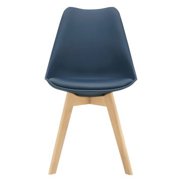 Set de 6x sillas de comedor Fläten estilo escandinavo cuero sintético y  madera de haya 81 x 49 x 57 cm - Azul [en.casa]
