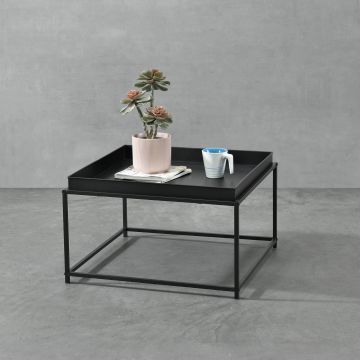 Mesa de centro Lipizza con tablero extraíble metal 36 x 59 x 59 cm - Negro [en.casa]