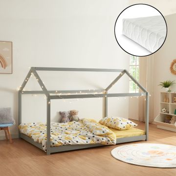 Cama para niños Cerro en forma de casa con colchón pino 120/140 x 200 cm - Varios colores [en.casa]