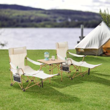 Mesa portátil con 2 sillas plegables camping Bellante acero tela [casa.pro]
