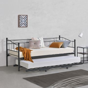 Cama con cama supletoria Skutskär con 4 Ruedas Metal  90 x 200 cm - En diferentes colores [en.casa]