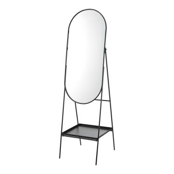 Espejo de pie cuerpo entero Perano con estante metal 160 x 46 x 50 cm - Negro [en.casa]