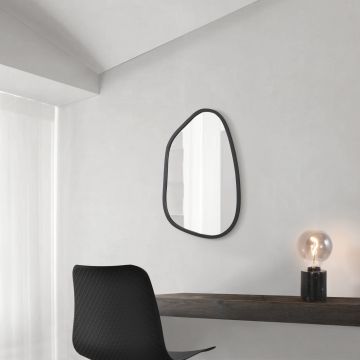 Espejo de pared Filiano asimétrico con marco MDF 80 x 58 cm - Negro mate [en.casa] 