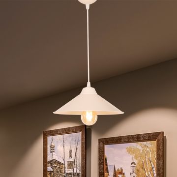 Lámpara colgante Hereford 1 x E27 20 W plástico ABS 7 x 26 cm blanco / color crema [lux.pro]