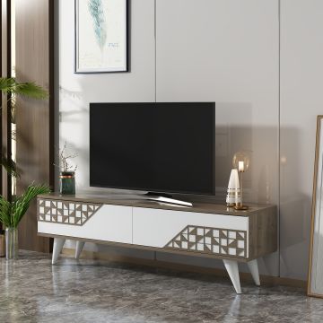 Mueble de TV Örkelljunga aglomerado/plástico 45 x 120 x 30 cm nogal / blanco [en.casa] 