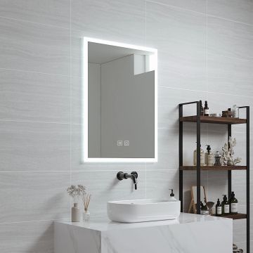 Espejo de pared con LED Scafa para baño IP65 con antivaho aluminio 60 x 45 x 3 cm - Blanco [pro.tec] 