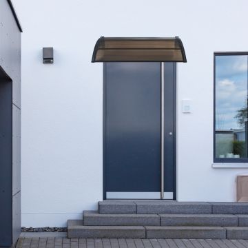 Marquesina exterior para Puertas Mellerud protección policarbonato / plástico 120 x 80 cm - Negro y Marrón [en.casa]