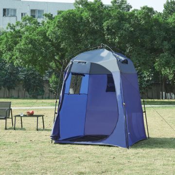 Tienda de ducha Ayas camping desplegable 150x150x200 cm - Azul/Gris [pro.tec]