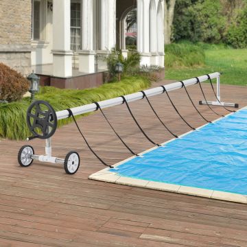 Enrollador de cubierta de piscina Amorgo longitud ajustable de 300 a 630 cm multicolor [en.casa]