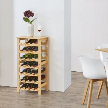 Estantería de vino Äänekoski para 28 botellas bambú 94 x 47 x 29 cm natural [en.casa]