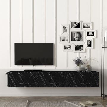 Mueble TV suspendido Vihti aglomerado 180 x 31 x 30 cm - Mármol negro [en.casa]