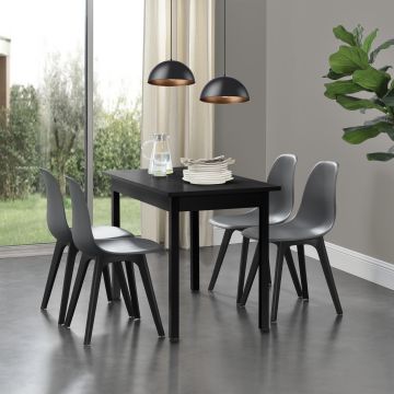 Set de 2 sillas de comedor Brevik diseño nórdico plástico 83 x 54 x 48 cm  - Gris y Negro [en.casa]