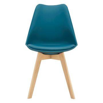 Set de 6x sillas de comedor Fläten estilo escandinavo cuero sintético y  madera de haya 81 x 49 x 57 cm Turquesa [en.casa]
