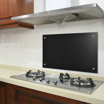 [neu.haus] Panel de cristal para pared cocina 70x50cm negro protección contra salpicaduras pantalla contra salpicaduras