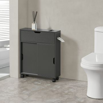 Mueble de baño Kempele Carrito Aglomerado 67 x 52 x 17 cm - Blanco o Gris Oscuro [en.casa]