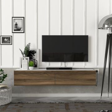 Mueble TV suspendido Toivakka aglomerado 135 x 31 x 25 cm - Blanco / Nogal [en.casa]