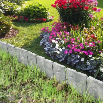 [casa.pro]® Empalizada para jardines - set de 10 unidades - gris con apariencia de piedra - longitud 250cm separadores