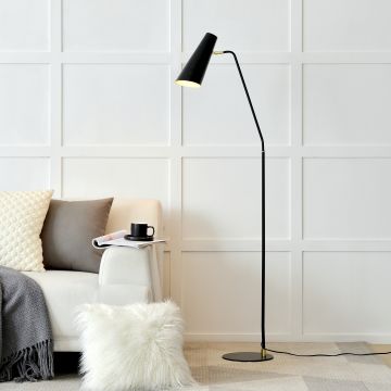 Lámpara de pie Norwich pantalla ajustable 1 x E27 altura 160 cm metal negro [lux.pro]