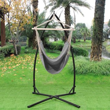 [casa.pro]® Hamaca XXL con soporte (100 x 100 cm) (gris) silla colgante sillón colgante