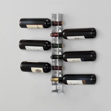 Botellero Pfalz estantería mural para 6 botellas de vino acero 55 x 5 x 7 cm plateado [en.casa]