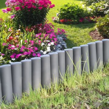 [casa.pro] Empalizada para jardín - Set de 10 unidades - separadores para césped - gris oscuro Longitud 270cm