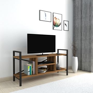 Mueble de TV Osterøy aglomerado/metal 61 x 120 x 35 cm efecto nogal [en.casa] 