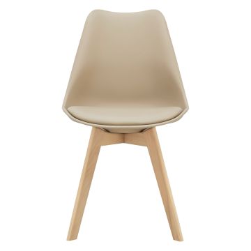 Set de 6x sillas de comedor Fläten estilo escandinavo cuero sintético y  madera de haya 81 x 49 x 57 cm - Beige [en.casa]