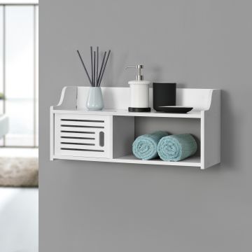 Mueble para baño de pared Norberg - 28 x 62 x 25 cm - WPC - Blanco [en.casa]