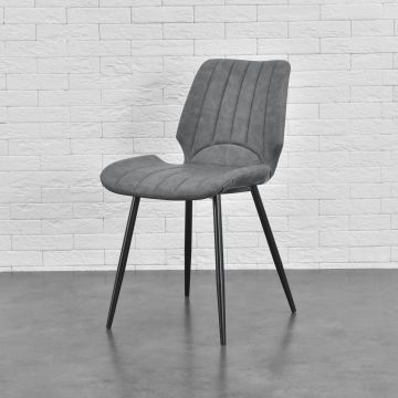 Set de 2x sillas de comedor Pohorje cuero sintético y metal 77 x 57,5 x 46 cm  - Gris oscuro [en.casa]