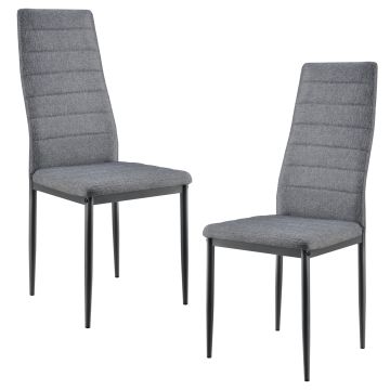 Set de 2x sillas de Comedor Lidköping tapizadas de tela y acero - 96 x 43 x 52 cm Gris [en.casa]